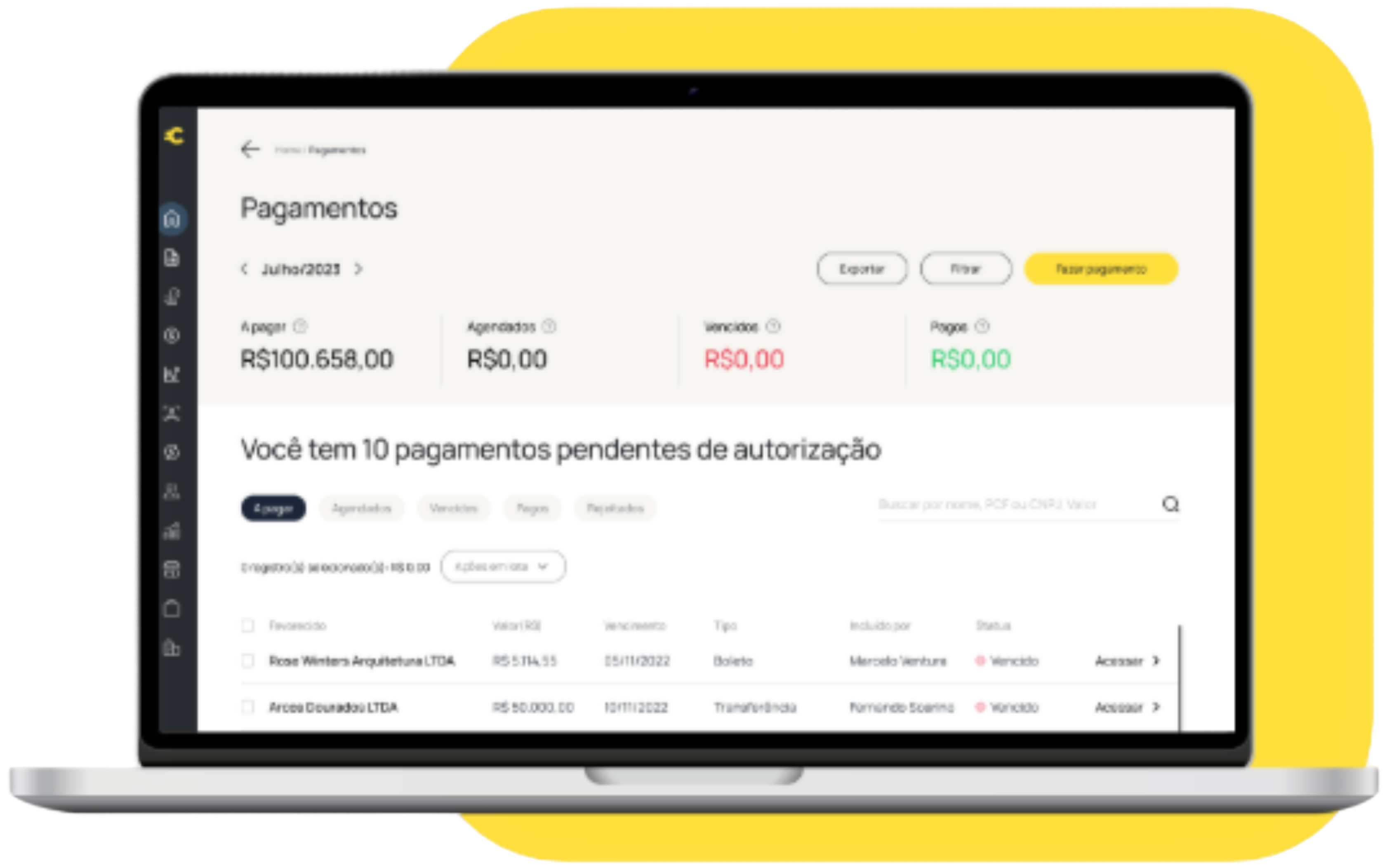 Tela da plataforma Contbank